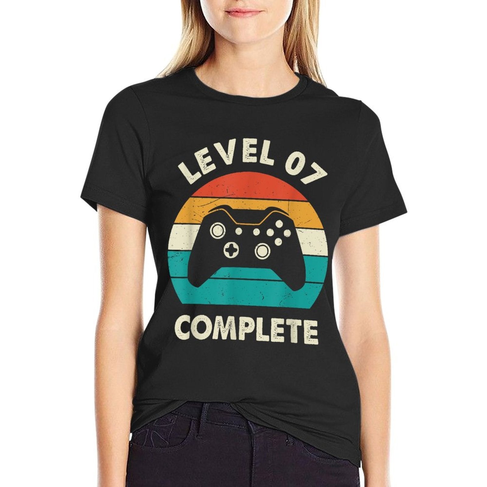 7th Wedding Anniversary For Couples Level 7 Complete  Ribbed Collar T-Shirt