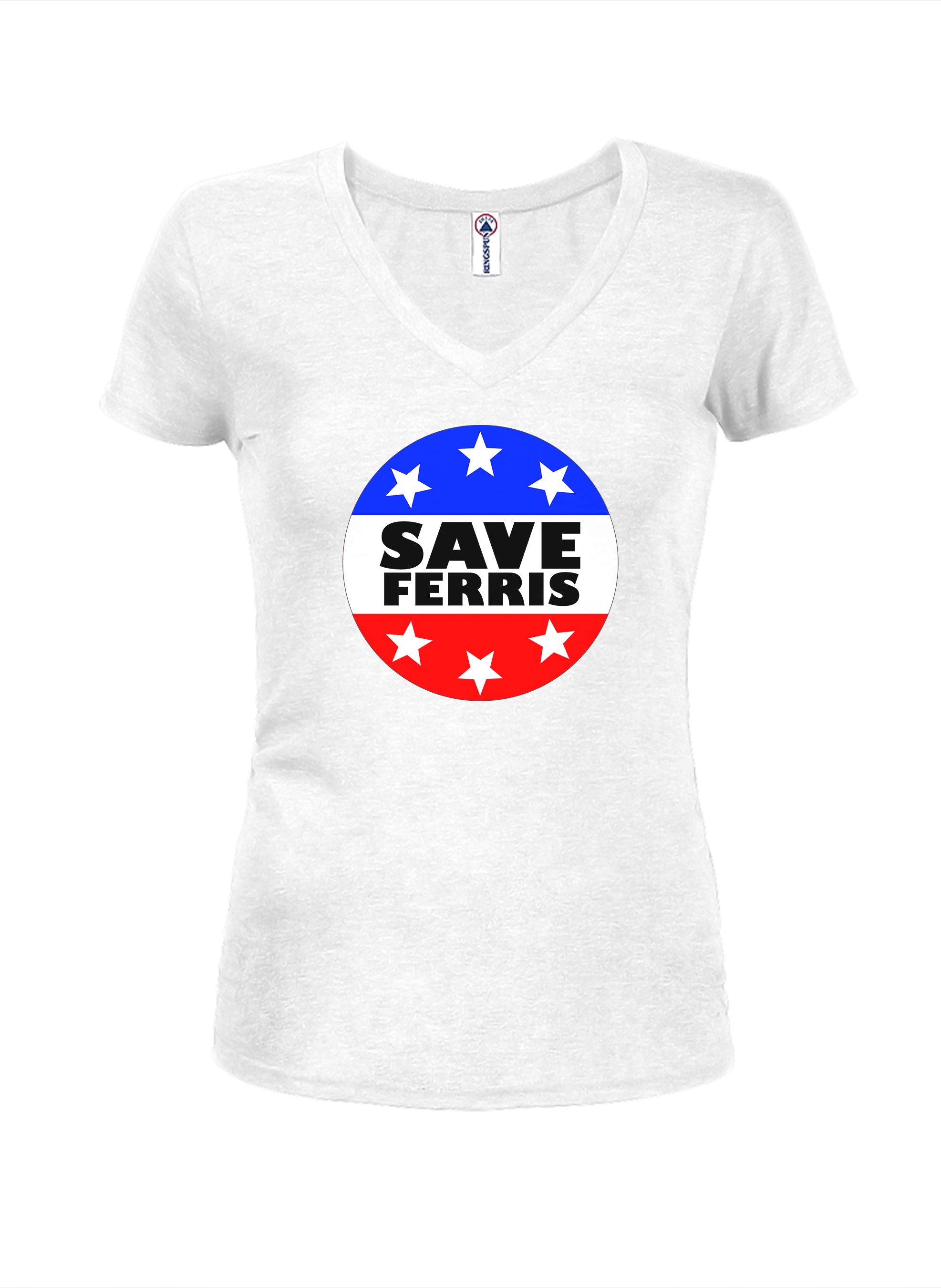 Save Ferris Badge Juniors V Neck T-Shirt