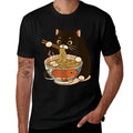Fat Cat Ramen Anime Meme Eating Noodles Kawaii  High-quality Stitching T-Shirt